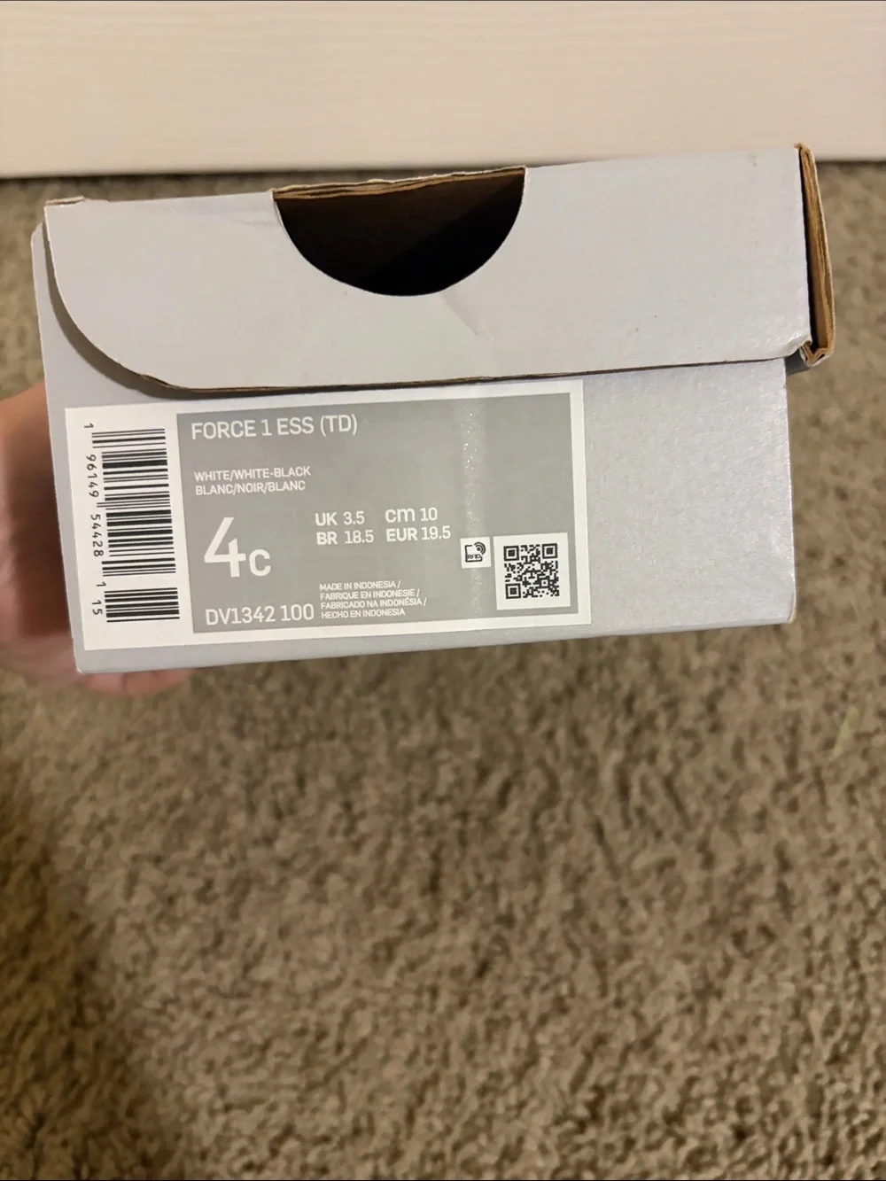 Nike Toddler Force 1 ESS White and Black Low-Top Sneakers